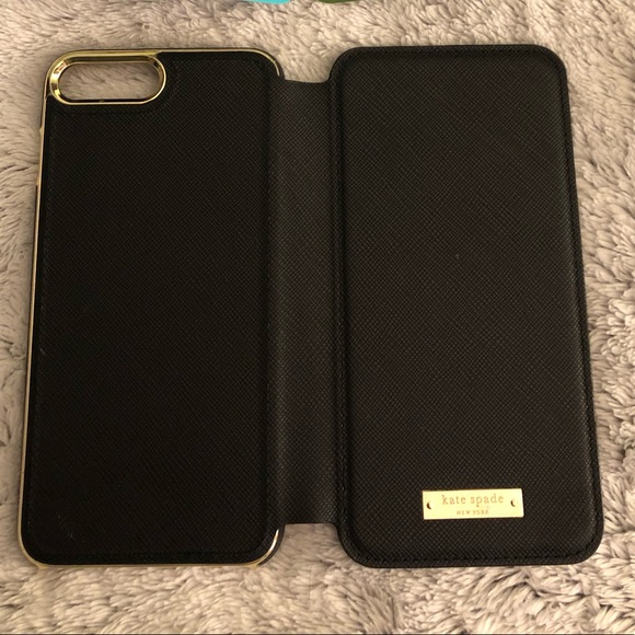 New Kate Spade iPhone7&8 Plus Folio Case, Black
